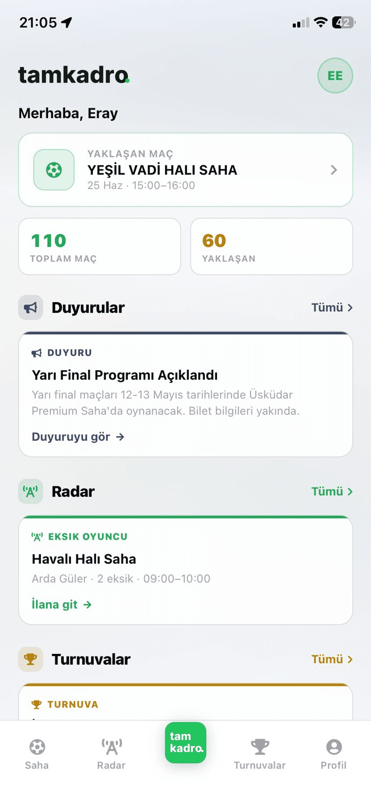tamkadro mobil uygulaması